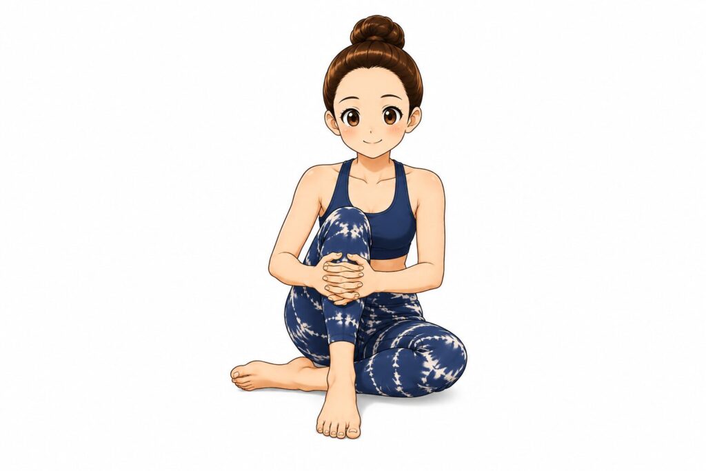 SOELUのリフレクソロジーで脛を両手で揉むヨガミンのイラスト