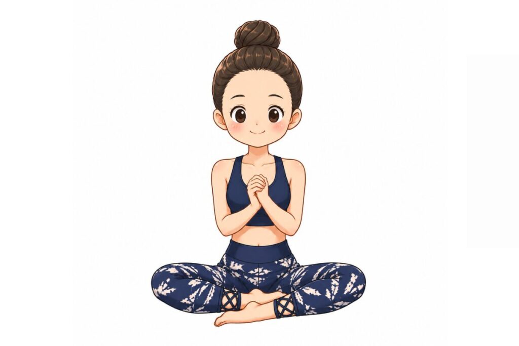 SOELUの疲労リセットヨガで、手首をほぐす動きを再現したヨガミンのイラスト