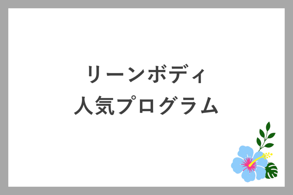 リーンボディの人気プログラム