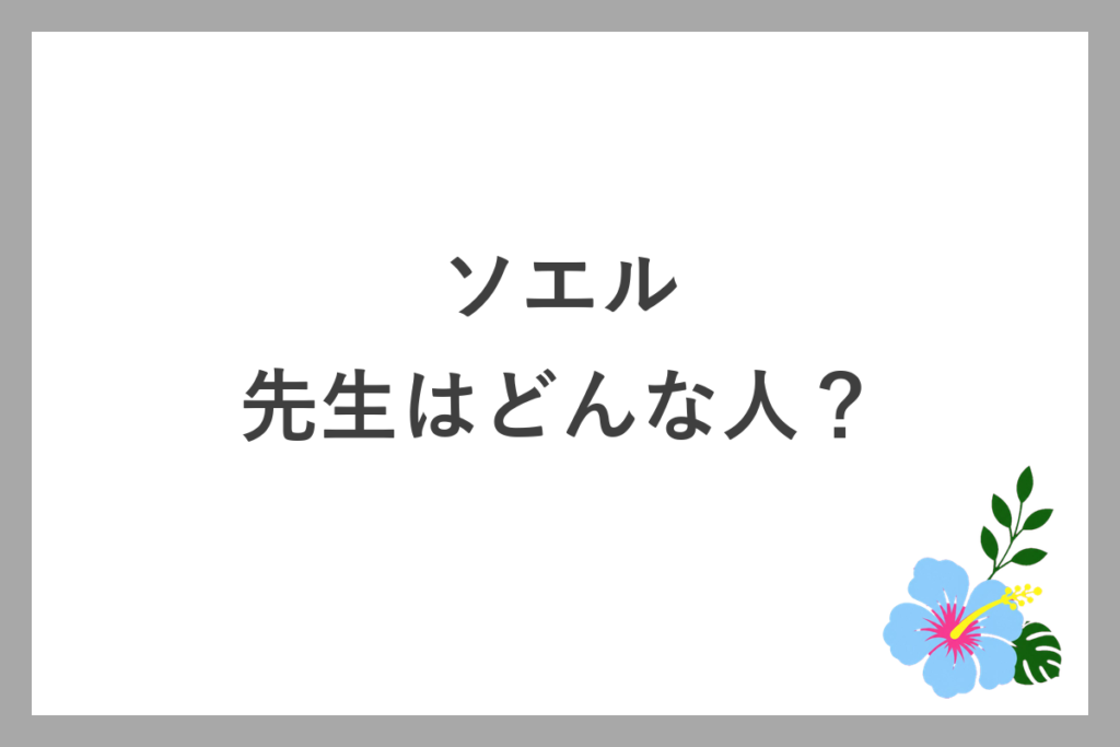 ソエルの先生はどんな人?