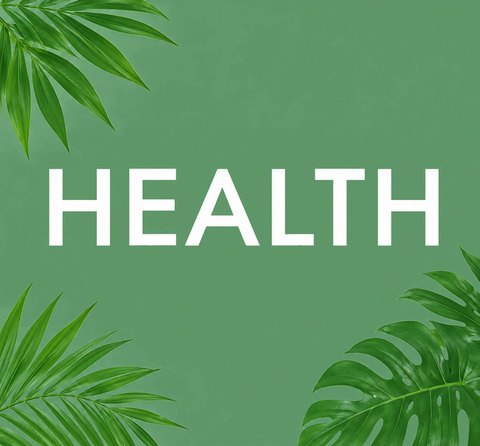 HEALTHの文字と南国の葉