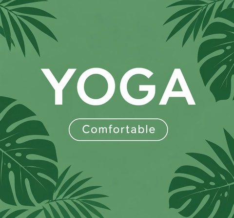 YOGAの文字と南国の葉